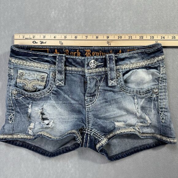Rock Revival Women’s Size 24 Y2K Arlia Jean Shorts Distressed Vintage Style - Picture 13 of 16